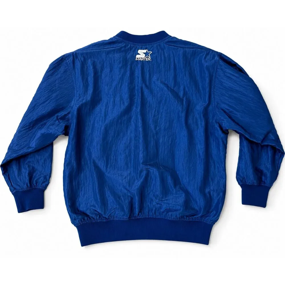 Vintage 90s Starter Pullover Windbreaker Jacket Blue V-Neck Blank Nylon USA M